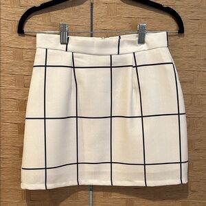 White House Black Market White and Black Grid Mini Skirt
